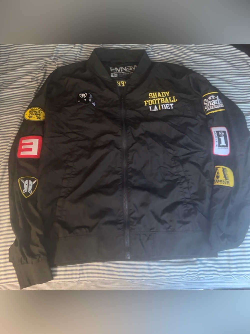 Eminem Slim Shady Football Black Bomber Jacket